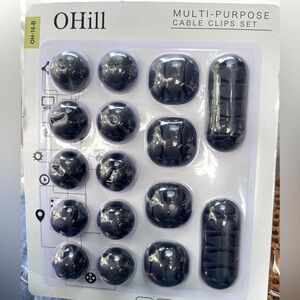 Black Multi-Purpose Cable Clips Set